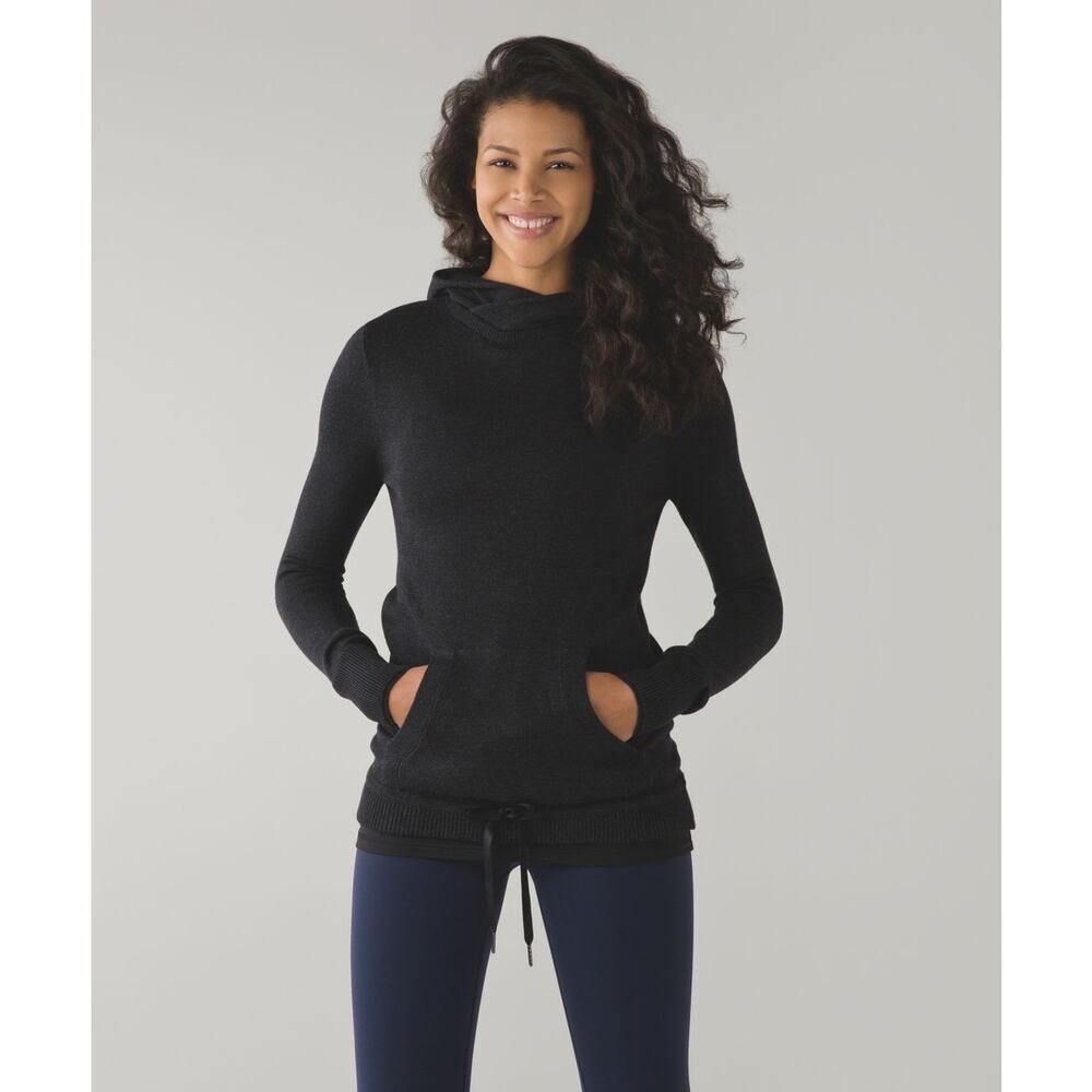 Lululemon Cashmere Blend Sweet Savasana Pullover Heathered Black Workout Yoga